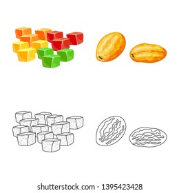 Vector design of food  and raw  icon. Set of food  and nature   stock symbol for web.