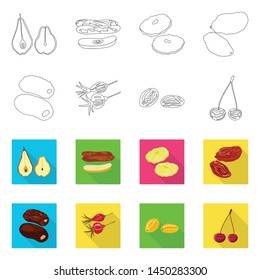 Vector design of food and raw icon. Set of food and nature stock vector illustration.