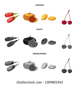 Vector design of food  and raw  logo. Set of food  and nature   stock symbol for web.