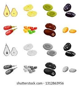Vector design of food  and raw  logo. Collection of food  and nature   stock vector illustration.