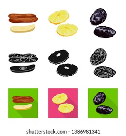 Vector design of food  and raw  logo. Collection of food  and nature   stock vector illustration.