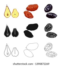 Vector design of food  and raw  logo. Set of food  and nature   stock symbol for web.