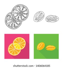 Vector design of food  and raw  logo. Set of food  and nature   stock symbol for web.