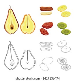 Vector design of food  and raw  logo. Collection of food  and nature   stock vector illustration.
