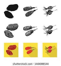 Vector design of food and raw logo. Collection of food and nature stock symbol for web.