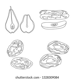 Vector design of food  and raw  sign. Set of food  and nature  stock vector illustration.
