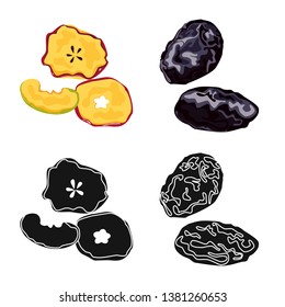 Vector design of food  and raw  sign. Set of food  and nature   stock symbol for web.