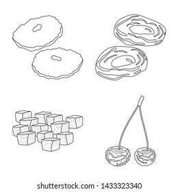 Vector design of food and raw sign. Set of food and nature stock symbol for web.
