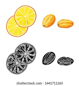Vector design of food and raw sign. Collection of food and nature stock vector illustration.
