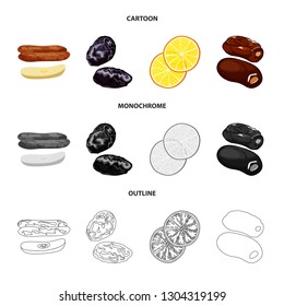 Vector design of food  and raw  symbol. Set of food  and nature   stock symbol for web.