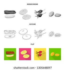 Vector design of food  and raw  symbol. Set of food  and nature   stock symbol for web.