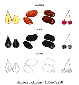 Vector design of food  and raw  symbol. Set of food  and nature   stock symbol for web.