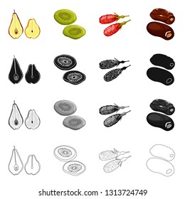 Vector design of food  and raw  symbol. Collection of food  and nature   stock symbol for web.