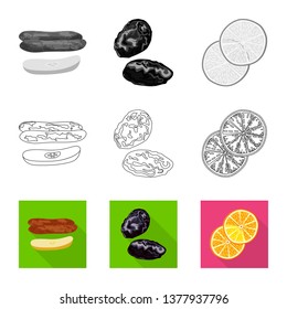 Vector design of food  and raw  symbol. Collection of food  and nature   stock vector illustration.
