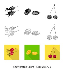 Vector design of food  and raw  symbol. Set of food  and nature   vector icon for stock.