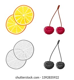 Vector design of food  and raw  symbol. Set of food  and nature   vector icon for stock.