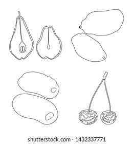 Vector design of food and raw symbol. Set of food and nature stock vector illustration.