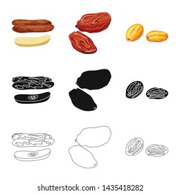 Vector design of food and raw symbol. Set of food and nature stock vector illustration.