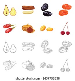 Vector design of food and raw symbol. Set of food and nature stock vector illustration.