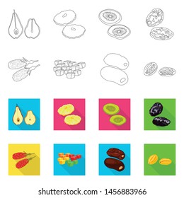 Vector design of food and raw symbol. Set of food and nature vector icon for stock.