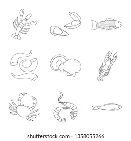Vector design of food and sea icon. Set of food and healthy vector icon for stock.