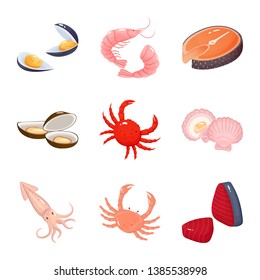 Vector design of food and sea icon. Set of food and healthy vector icon for stock.