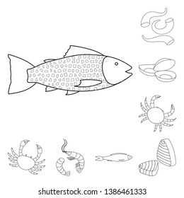 Vector design of food and sea logo. Collection of food and healthy stock symbol for web.