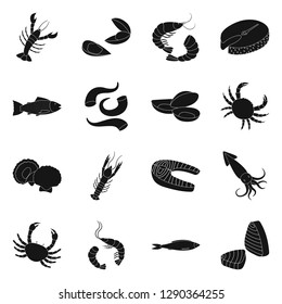 Vector design of food and sea symbol. Set of food and healthy vector icon for stock