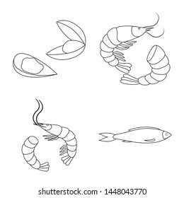 Vector design of food and sea symbol. Set of food and healthy vector icon for stock.