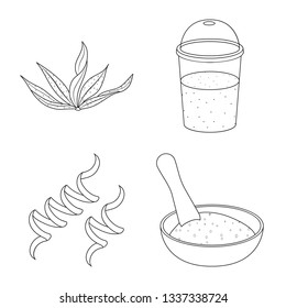 Vector design of food and vegan icon. Collection of food and weed stock vector illustration.