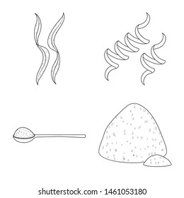 Vector design of food and vegan icon. Set of food and weed vector icon for stock.
