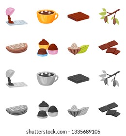 Vector design of food and yummy icon. Collection of food and brown   vector icon for stock.