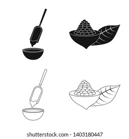 Vector design of food and yummy icon. Set of food and brown   stock vector illustration.