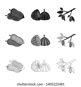 Vector design of food and yummy icon. Set of food and brown   stock vector illustration.
