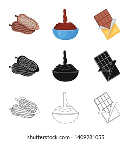 Vector design of food and yummy icon. Collection of food and brown   stock vector illustration.