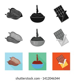 Vector design of food and yummy icon. Set of food and brown   stock symbol for web.