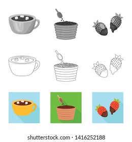 Vector design of food and yummy icon. Collection of food and brown   vector icon for stock.