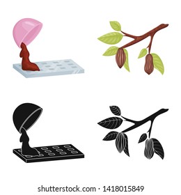 Vector design of food and yummy icon. Collection of food and brown   vector icon for stock.