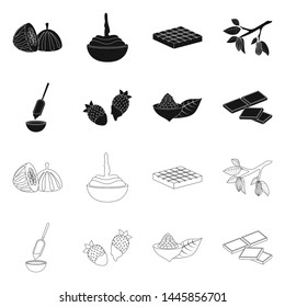 Vector design of food and yummy icon. Collection of food and brown stock symbol for web.