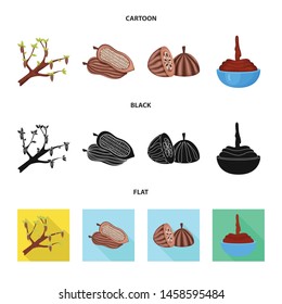 Vector design of food and yummy icon. Set of food and brown stock symbol for web.