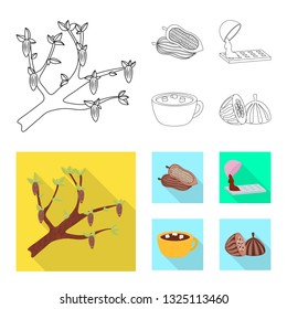 Vector design of food and yummy logo. Set of food and brown   stock symbol for web.