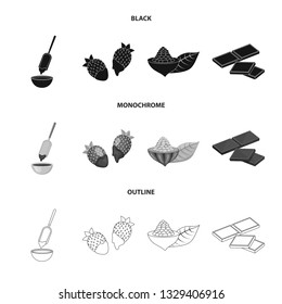 Vector design of food and yummy logo. Set of food and brown   vector icon for stock.