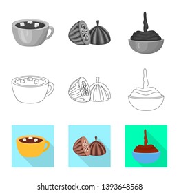 Vector design of food and yummy logo. Set of food and brown   stock vector illustration.