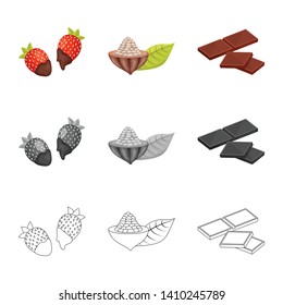 Vector design of food and yummy logo. Collection of food and brown   vector icon for stock.