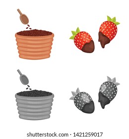 Vector design of food and yummy logo. Set of food and brown   vector icon for stock.