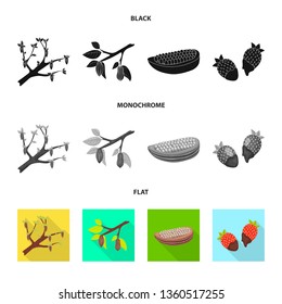 Vector design of food and yummy sign. Set of food and brown   stock symbol for web.