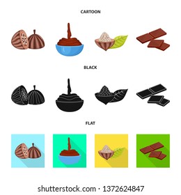 Vector design of food and yummy sign. Collection of food and brown   stock vector illustration.