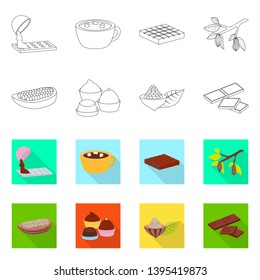 Vector design of food and yummy sign. Set of food and brown   stock vector illustration.