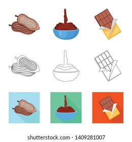 Vector design of food and yummy sign. Collection of food and brown   vector icon for stock.