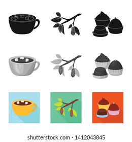 Vector design of food and yummy sign. Set of food and brown   stock vector illustration.